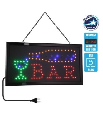 GloboStar® 75689 Φωτιστικό Ταμπέλα LED Σήμανσης BAR με Πρίζα AC 230V Μ48xΠ25xΥ2cm